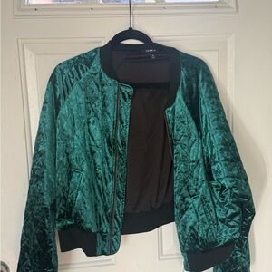 Torrid Teal Velvet Bomber Jacket